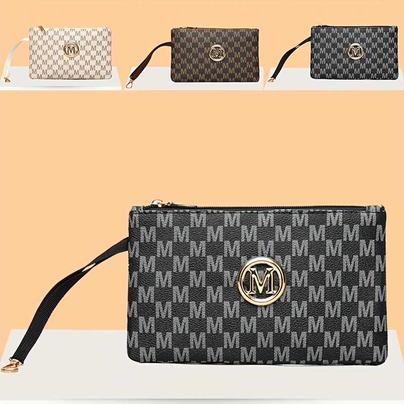 Wristlet Wallet Zipper - Cartera de mano vintage con estampado