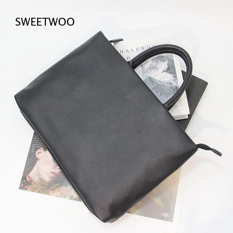 Briefcase Leather Slim - Bolso de mano delgado para portátil,