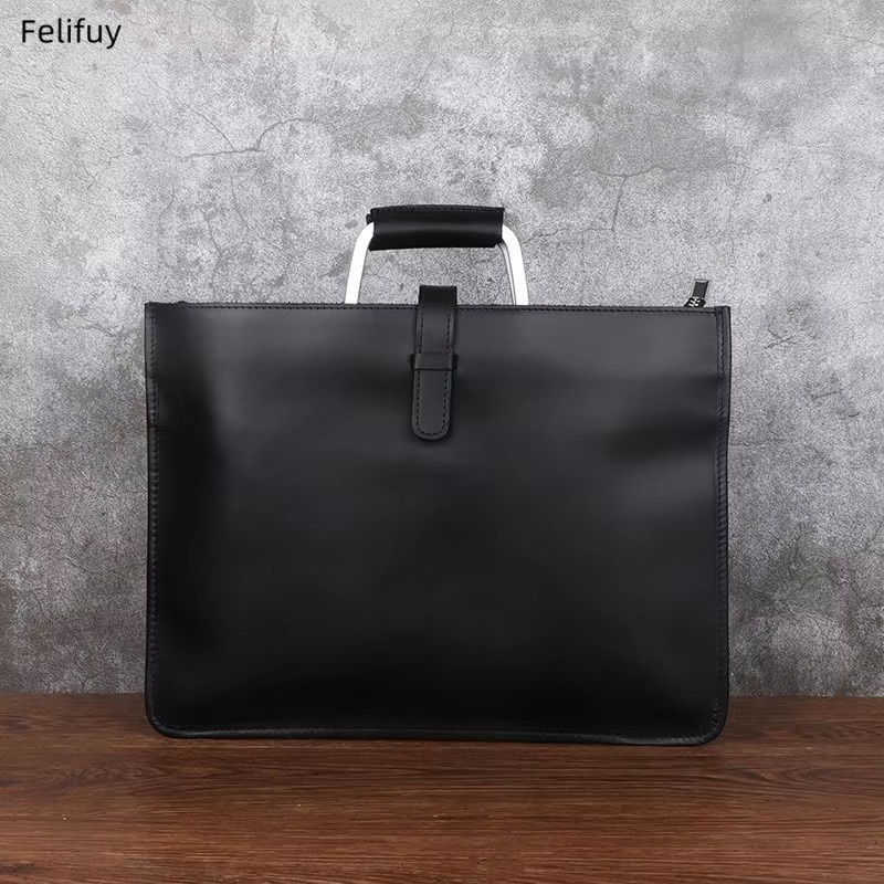 Briefcase Leather Slim - Maletín de cuero Crazy Horse de