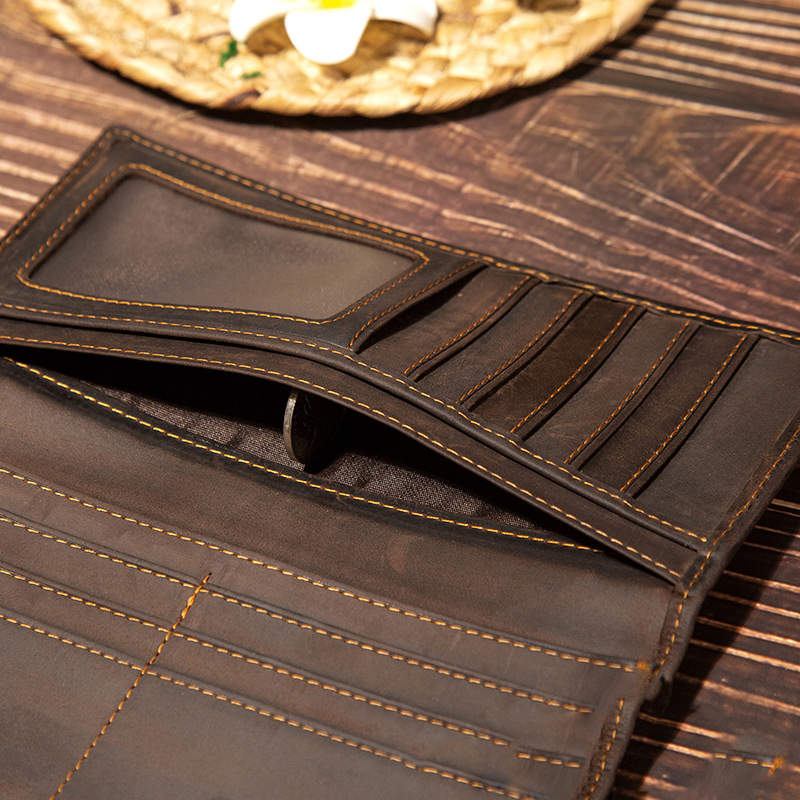 Cartera Larga de Cuero Genuino - Wristlet Wallet Zipper reseña y precio