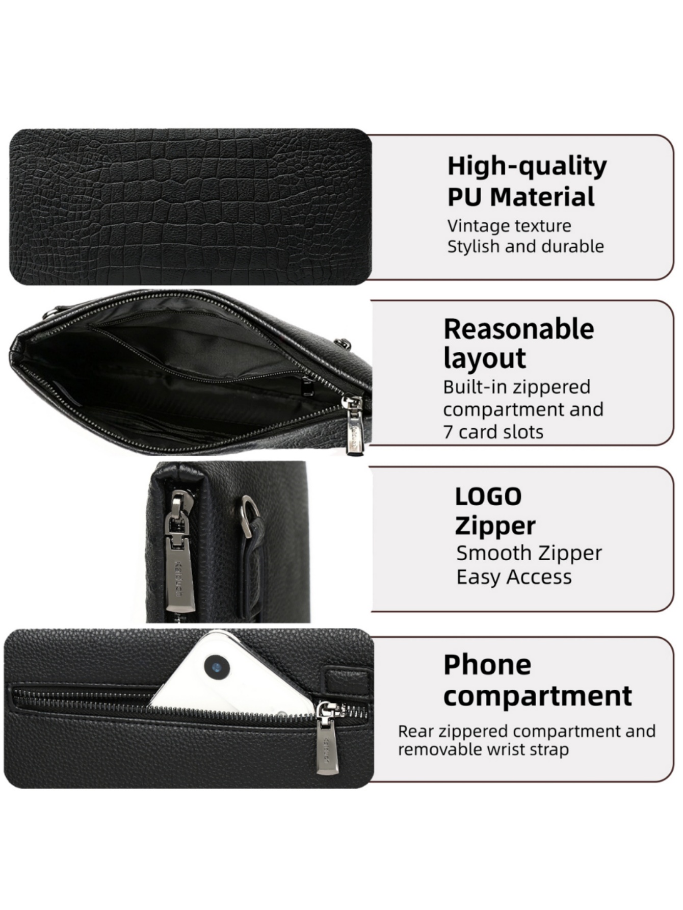 Bolso de Mano Tipo Clutch de P - Wristlet Wallet Zipper reseña y precio