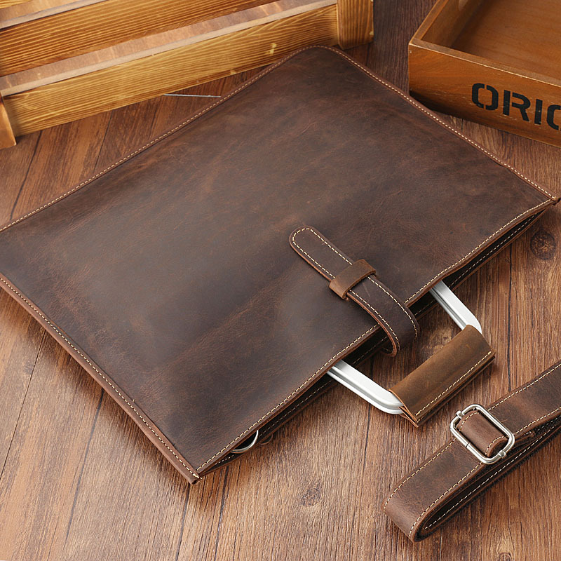 Maletín de cuero Crazy Horse d - Briefcase Leather Slim reseña y precio