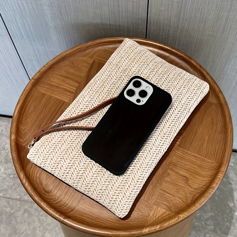 Bolso de mano tejido de paja n - Wristlet Wallet Zipper reseña y precio