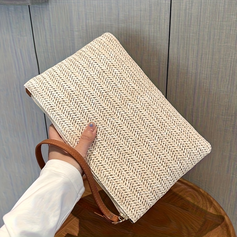 Bolso de mano tejido de paja n - Wristlet Wallet Zipper reseña y precio
