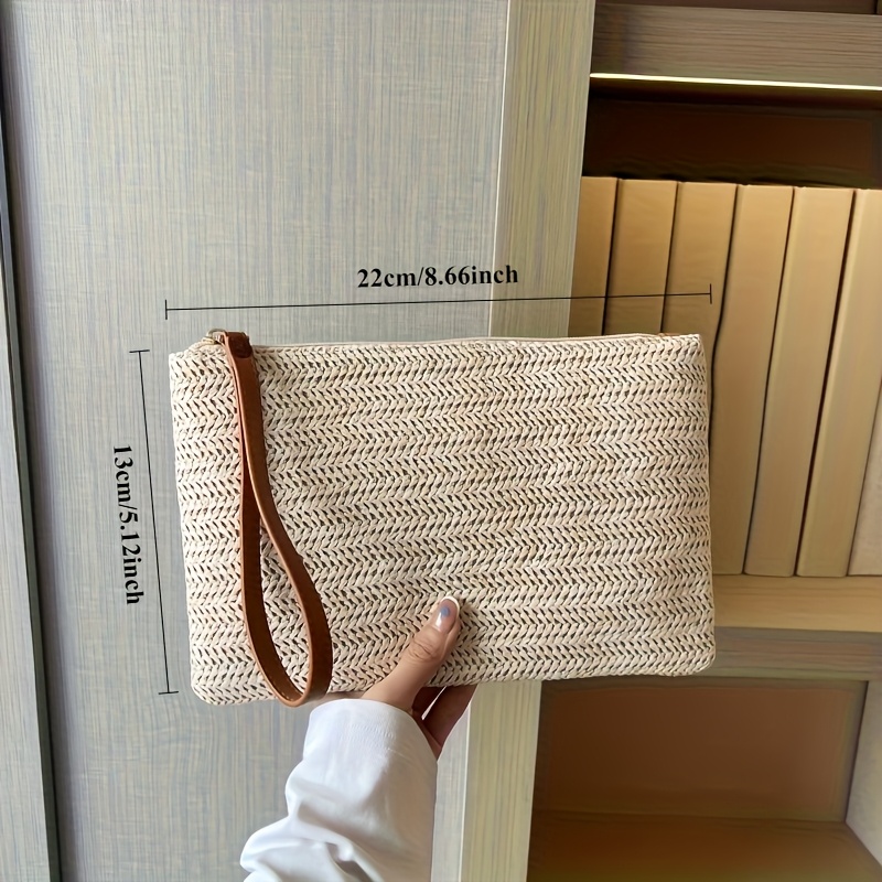 Bolso de mano tejido de paja n - Wristlet Wallet Zipper reseña y precio